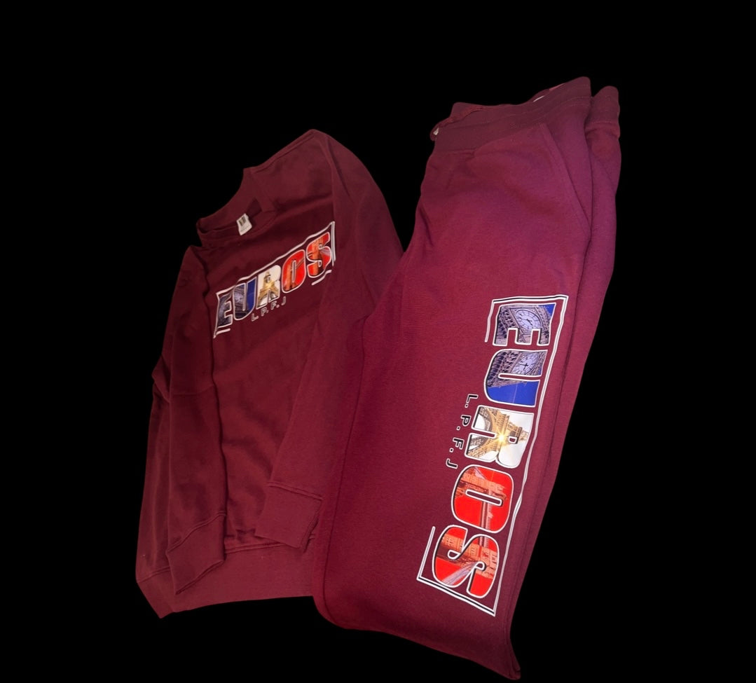 Burgundy crewneck set 