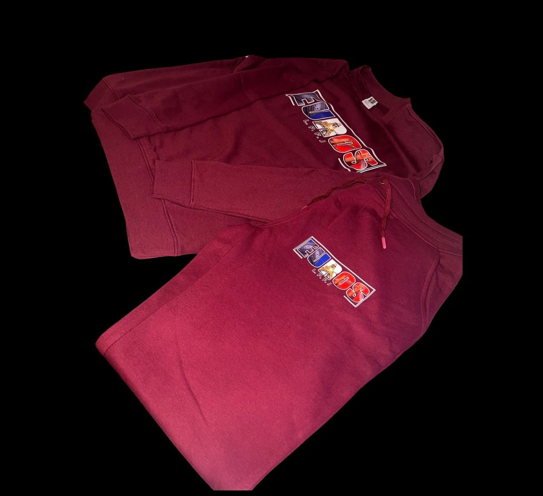 Burgundy crewneck set 